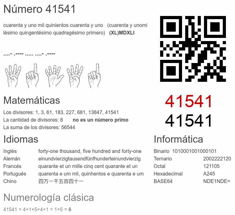 Número 41541 infografía