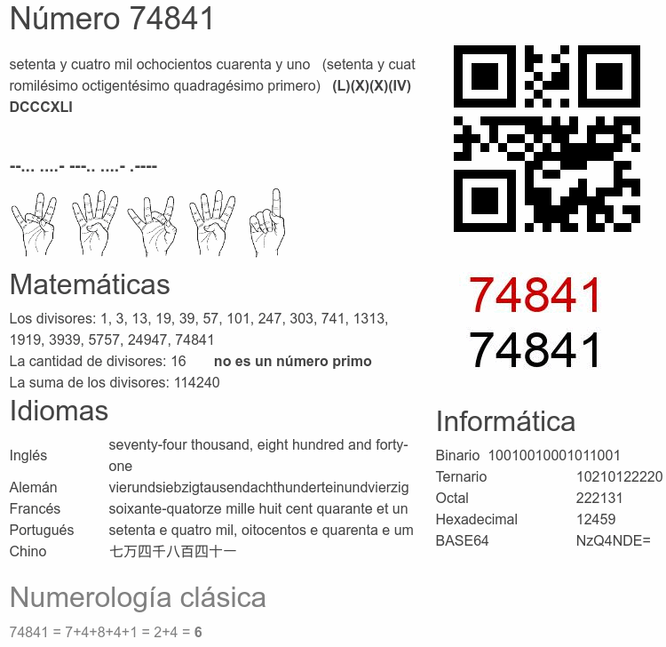 Número 74841 infografía