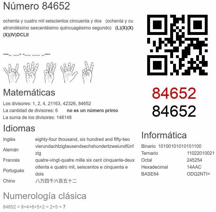 Número 84652 infografía