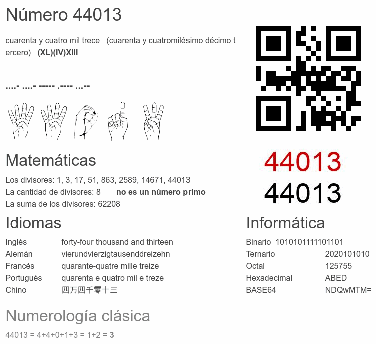 Número 44013 infografía