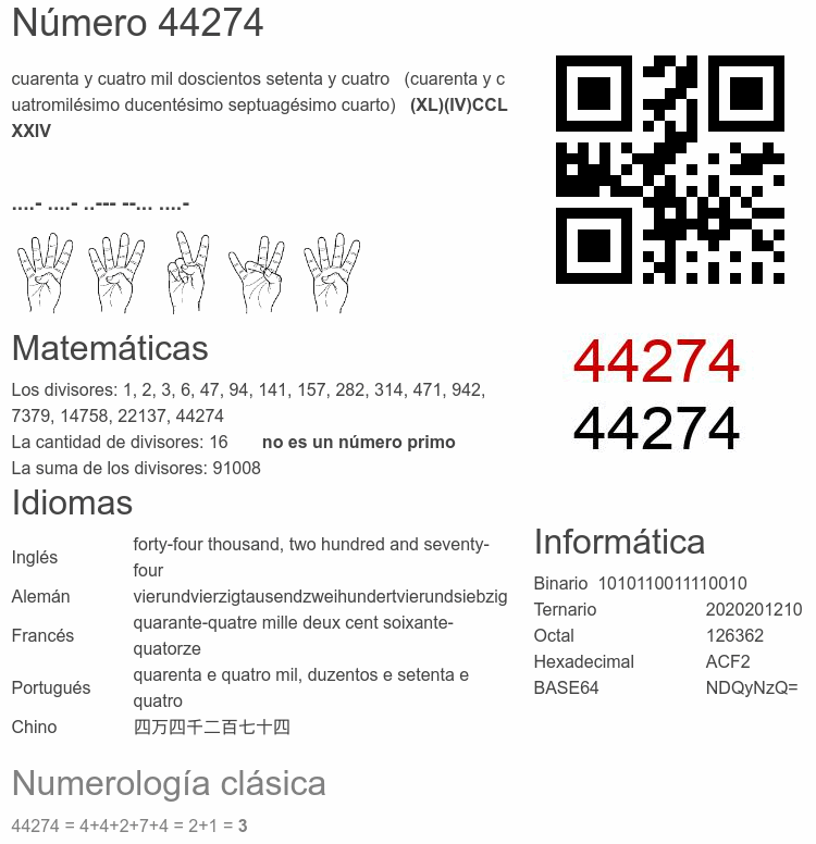 Número 44274 infografía