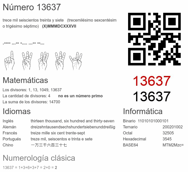 Número 13637 infografía