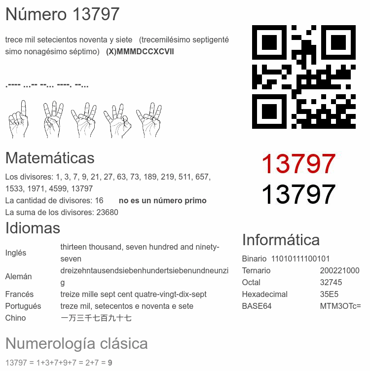 Número 13797 infografía