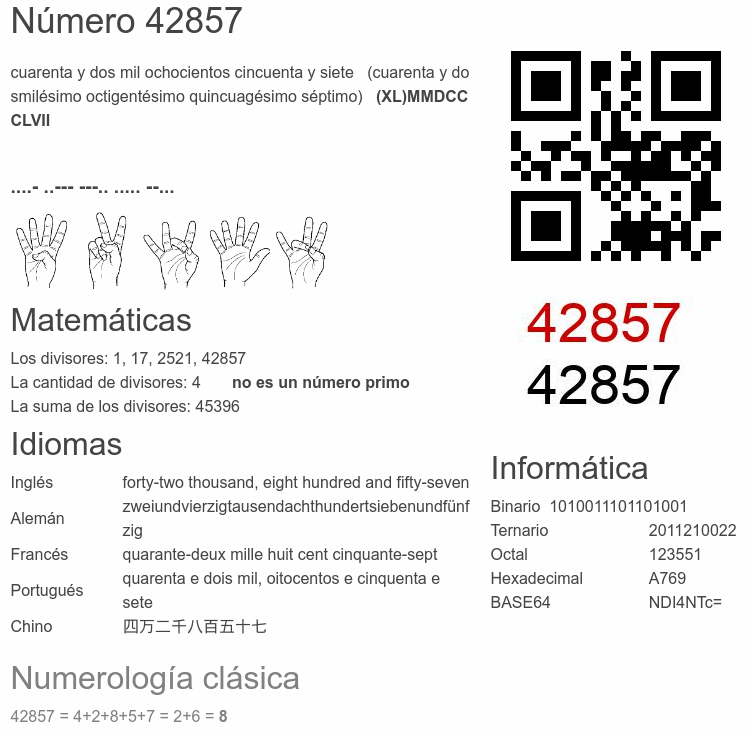 Número 42857 infografía
