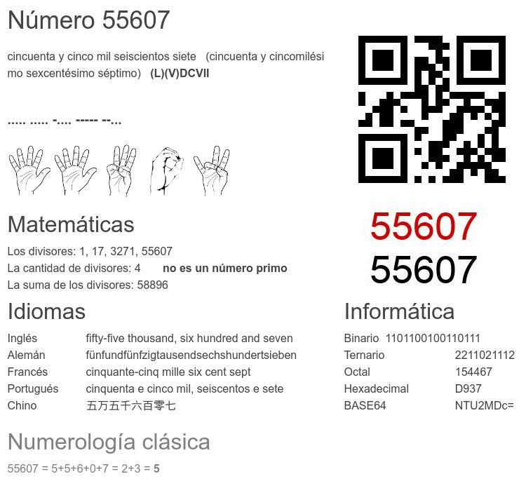 Número 55607 infografía