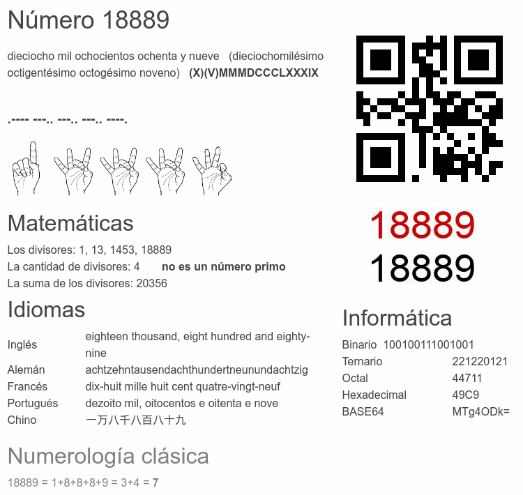 Número 18889 infografía